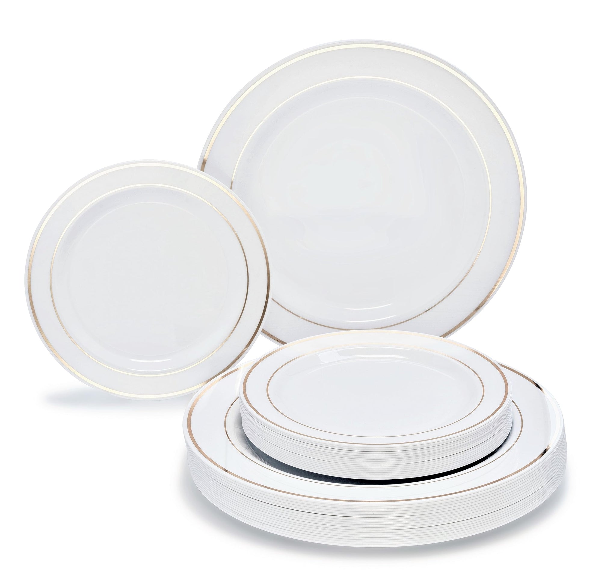 " OCCASIONS " 50 Plates Pack (25 Guests)-Heavyweight Wedding Party Disposable Plastic Plate Set -25 x 10.5'' Dinner + 25 x 7.5'' Salad/Dessert plates