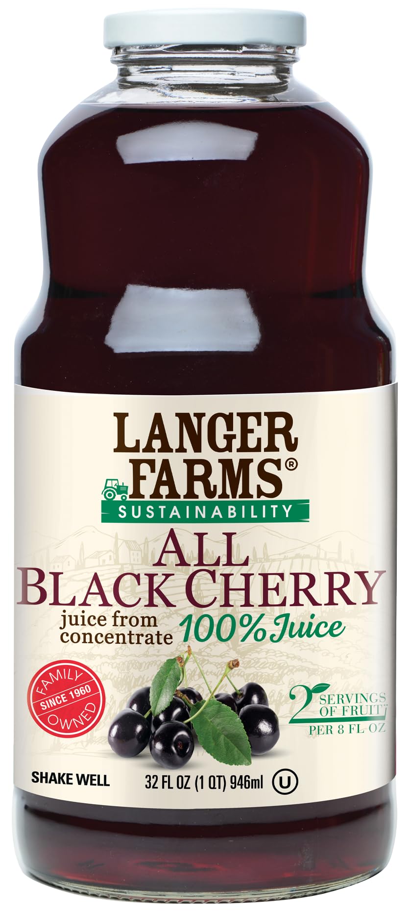 Langer Farms All Black Cherry, 100% Juice, 32 fl oz