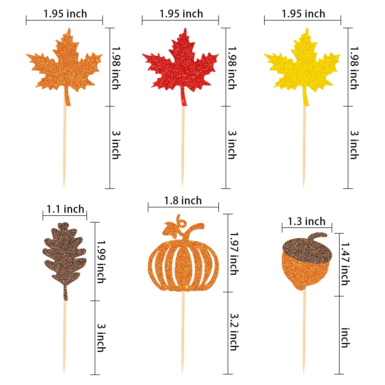 48Pcs Thanksgiving Cupcake Toppers Fall Cupcake Toppers Thanksgiving Cake Decorations Leaf Cupcake Topper Fall Cupcake Decorations