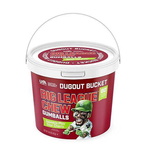 New! Big League Chew - Sour Cherry Bubble Gum Flavor + 80pcs Individually Wrapped Gumballs + For Games, Concessions, Picnics & Parties