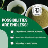 FGO Organic Matcha Latte Powder, 16 Ounce Bulk Resealable Bag, Japanese Matcha with Organic Cane Sugar, Lightly Sweetened, Packaging May Vary (Pack
