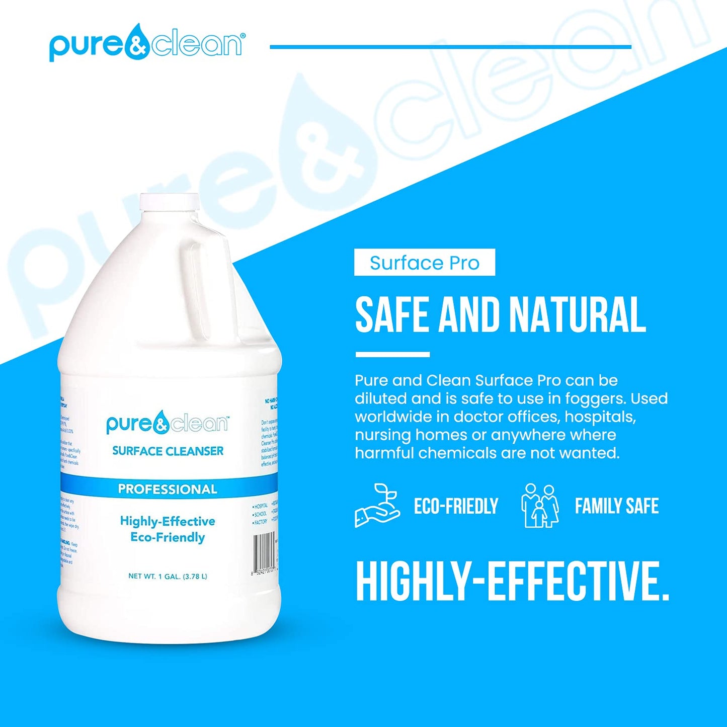 PURE & CLEAN Multi Surface Cleaner Hypochlorous Acid Cleaning Solution Powerful HOCl for Use On Most Any Surface All Purpose Cleaner Hospital Grade