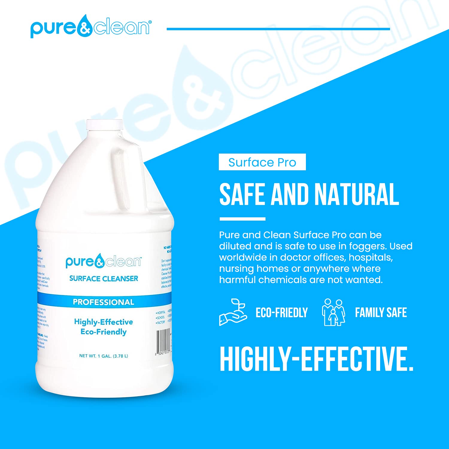 PURE & CLEAN Multi Surface Cleaner Hypochlorous Acid Cleaning Solution Powerful HOCl for Use On Most Any Surface All Purpose Cleaner Hospital Grade