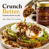 Wok n Tadka Spicy Garlic Chili Crunch 6oz, Crunchy Chili Crisp with Organic EVOO, Superfood Seeds, No Seed Oils, No Sugar Added, Gluten Free, Keto