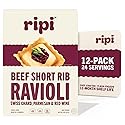 Ripi Braised Short Rib Ravioli - Red Wine, Swiss Chard & Parmesan - Frozen Pasta Meal - Ready in Under 5 Minutes, 9oz, Pack of 12