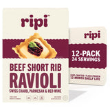 Ripi Braised Short Rib Ravioli - Red Wine, Swiss Chard & Parmesan - Frozen Pasta Meal - Ready in Under 5 Minutes, 9oz, Pack of 12