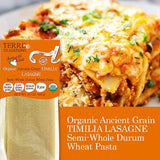 TERRE E TRADIZIONI 6 PACKS ORGANIC ITALIAN SEMI WHOLE DURUM LASAGNA PASTA - Sicilian Ancient Grain Timilia Vegan Crafted in Italy. LOW-GLUTEN INDEX