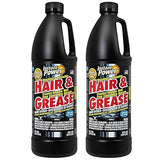 Instant Power Hair and Grease Drain Cleaner - Shower Drain & Sink Cleaner, Liquid Clog Remover, Made in USA, Sink Deodorizer - 1 Liter (Pack of 2)