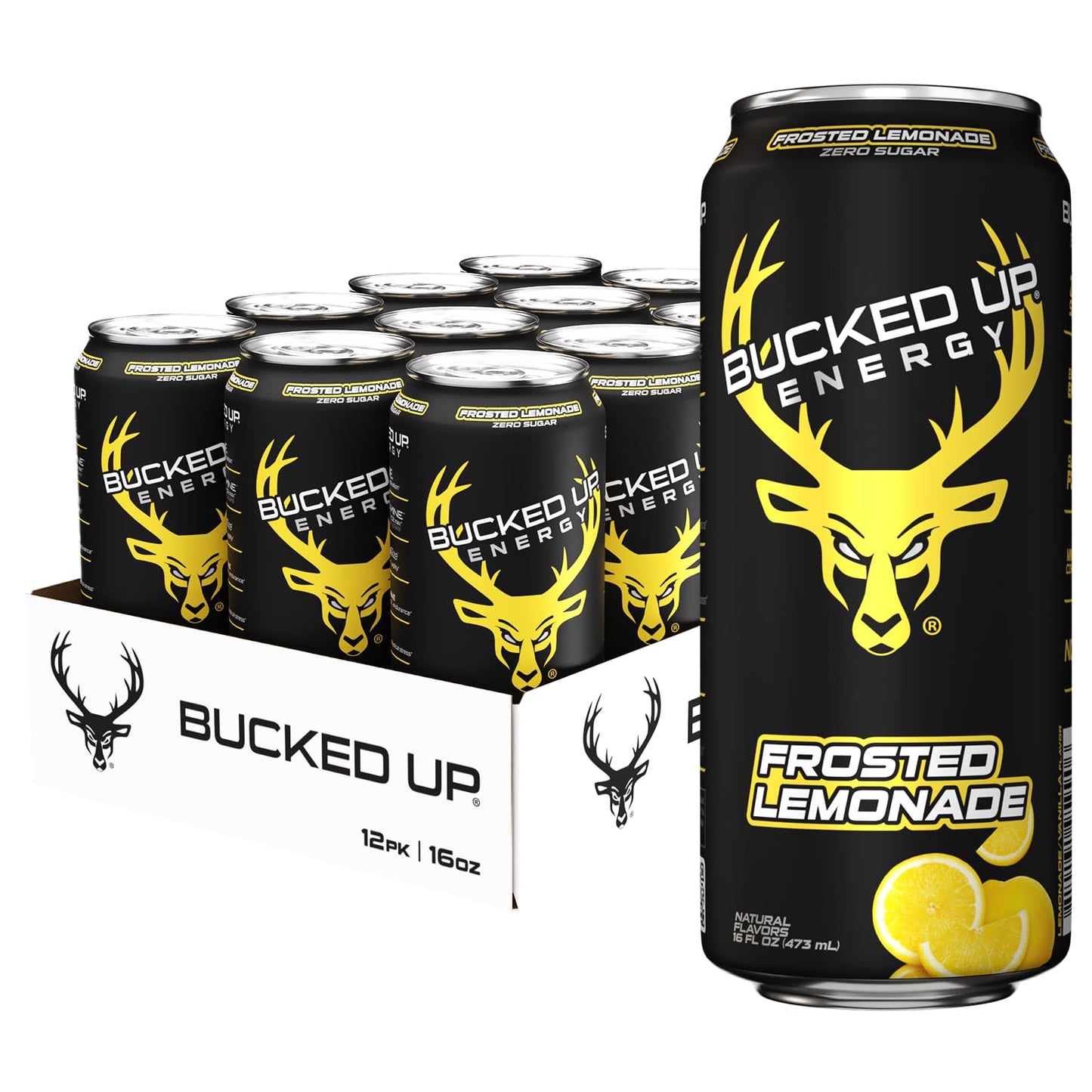Bucked Up Energy Zero Sugar | 300mg Caffeine Energy Drink with AlphaSize TeaCrine Dynamine and Huperzine A | Zero Sugar Performance Beverage, 12 Pack