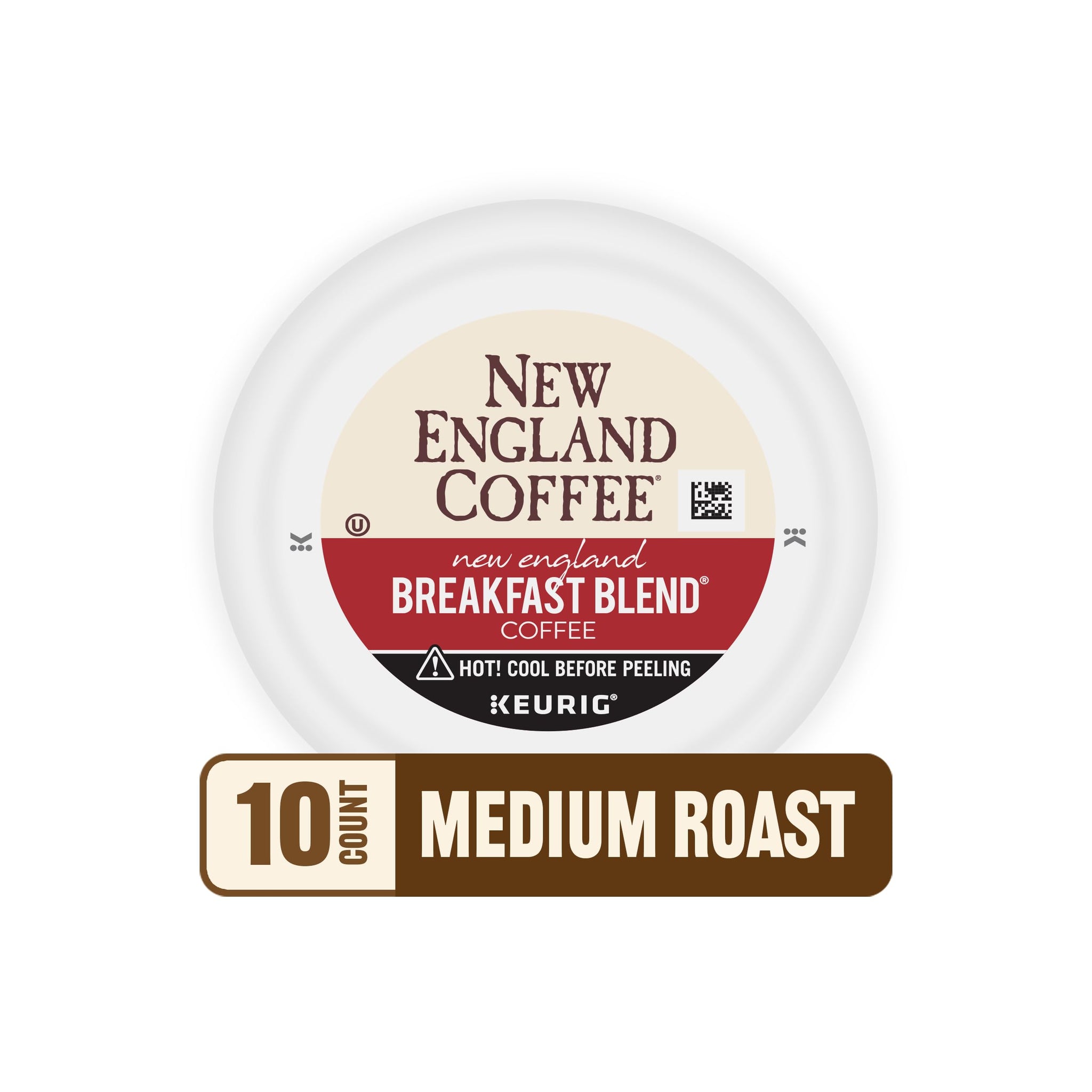 New England Coffee Single Serve Pods, Breakfast Blend Medium Roast 10 Count (Pack of 1)