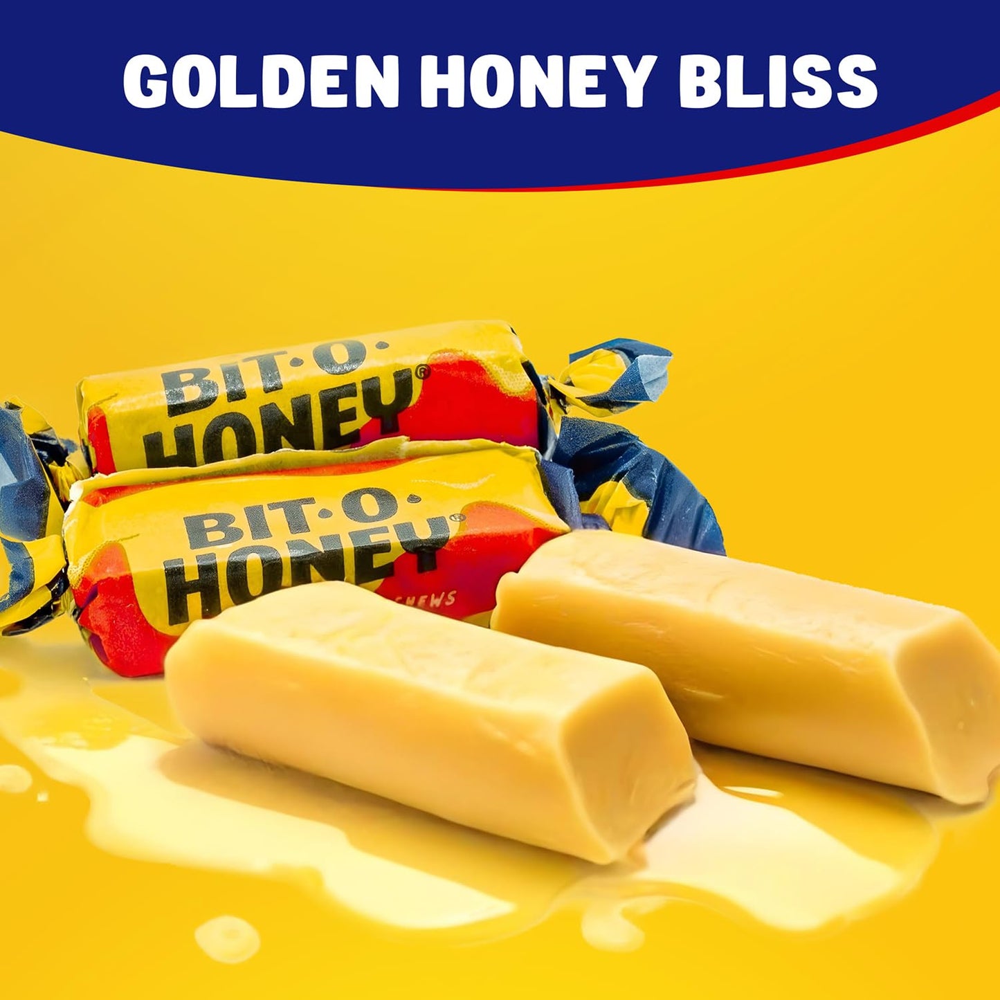 Honey & Almond Flavored Candy 2 lbs - Retro Taffy Bulk Bag, Soft Chewy, Individually Wrapped (130 Pieces)