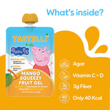 Tastelli Peppa Pig Kids Squeezy Fruit Gel - Mango Flavor - No Artificial Sweeteners or Flavors, Made with Real Fruit Juice, Fiber-Rich Prebiotic Gut