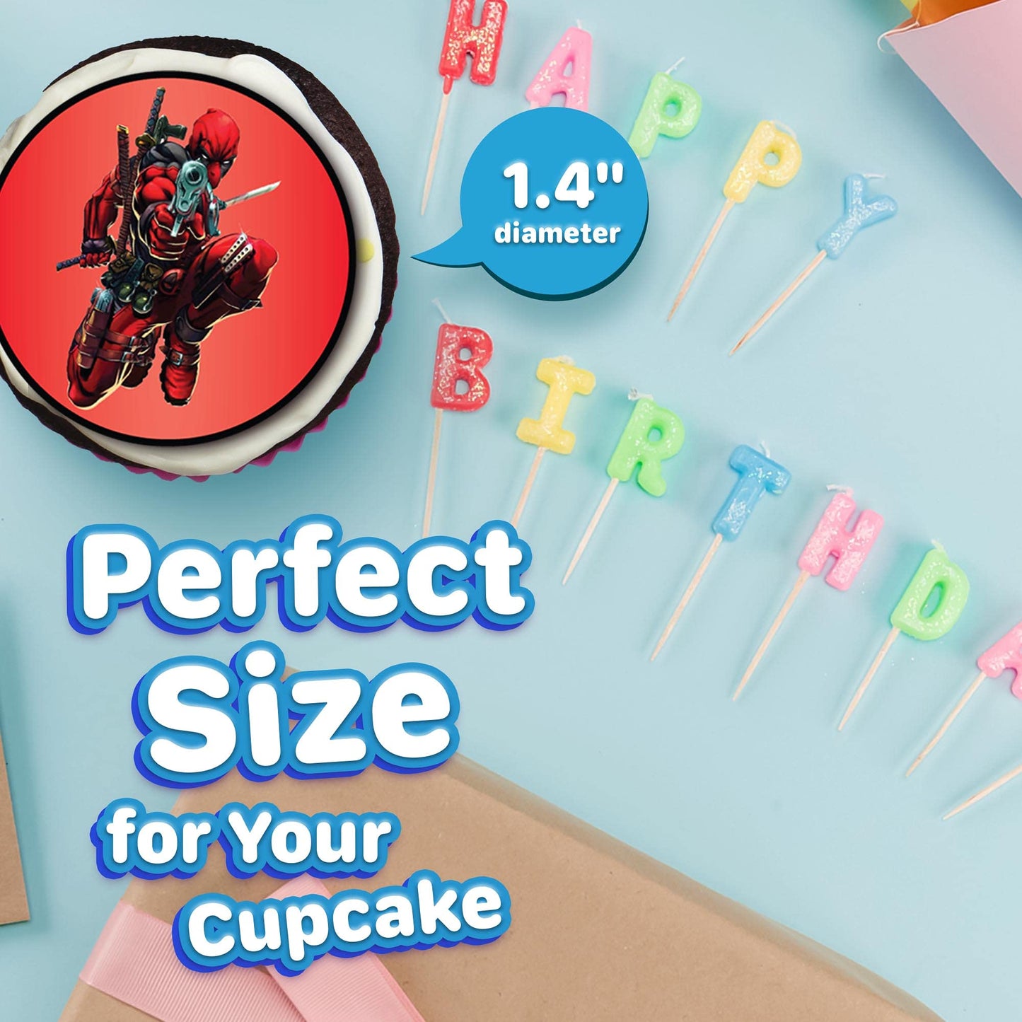 30 x Edible Cupcake Toppers - Red and Black Masked Themed Collection of Edible Cake Decorations | Uncut Edible on Wafer Sheet