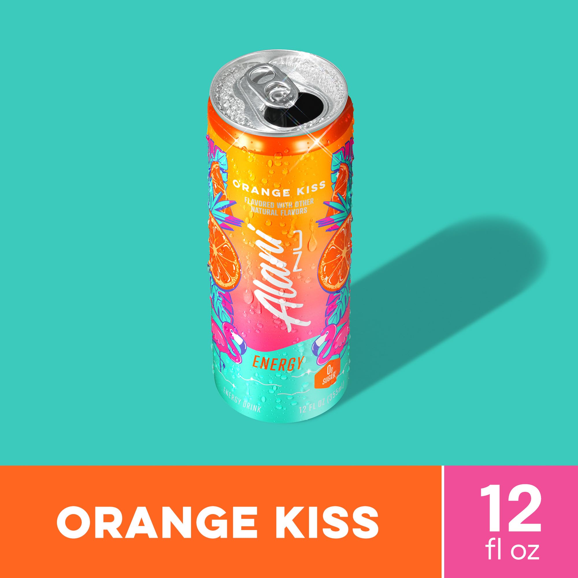 Alani Nu ORANGE KISS, Sugar Free, Low Calorie Energy Drinks, 200mg Caffeine, Biotin, B Vitamins, Zero Sugar, 10 Calories, 12 Fl Oz Cans, 12 Pack