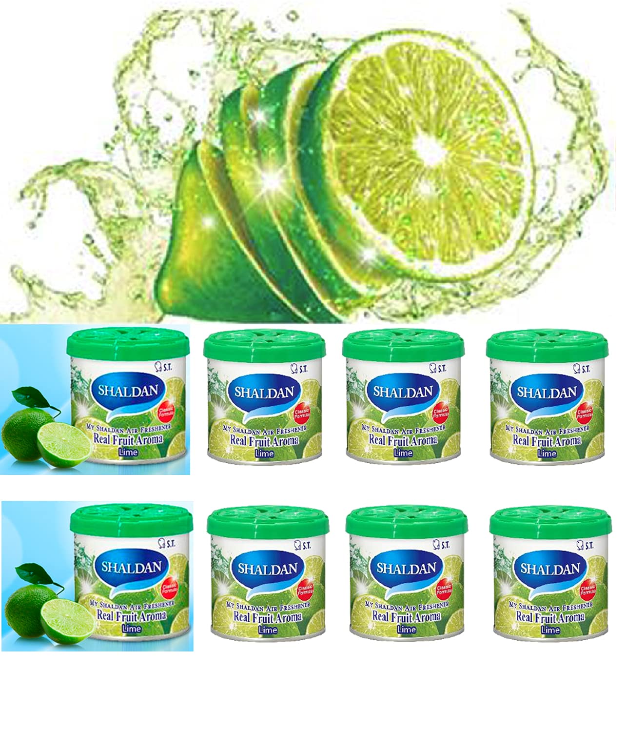 My Shaldan Air Freshener V8 - Lime x8 cans Real Fruit Aroma by ST. Corporation, Japan, Original Classic Formula, and YirehStore Finger Heart Lemon