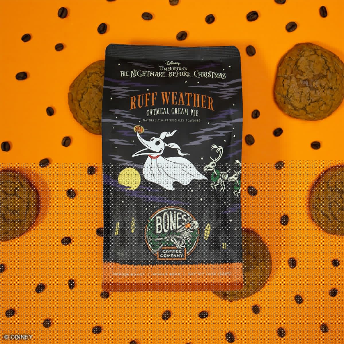 Bones Coffee Company The Nightmare Before Christmas Ruff Weather Flavored Coffee Beans, Whole Bean Coffee Medium Roast Low Acid, Oatmeal Creampie