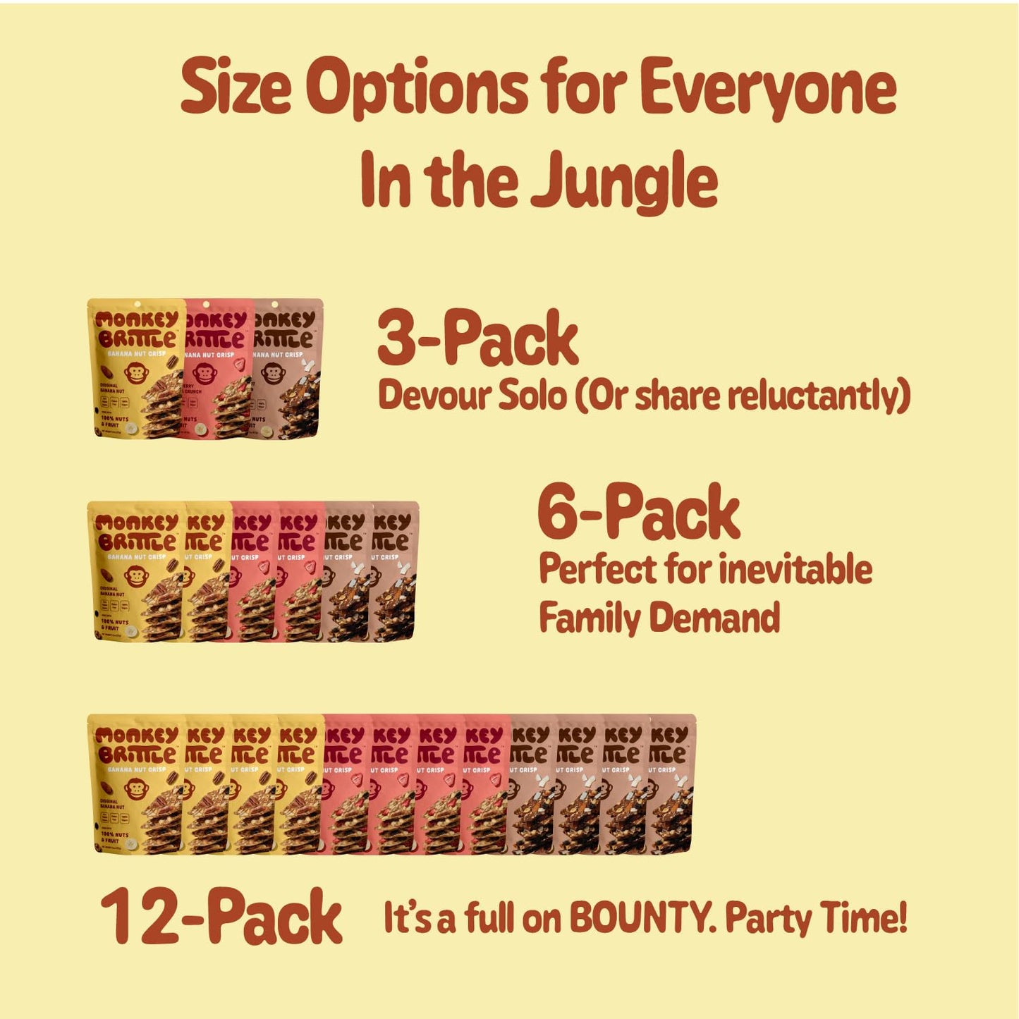 Monkey Brittle Healthy Snacks, Crispy Plant-Based Treats for Kids & Adults, Vegan & Gluten-Free, All-Natural Snack for School, Sports, Camping