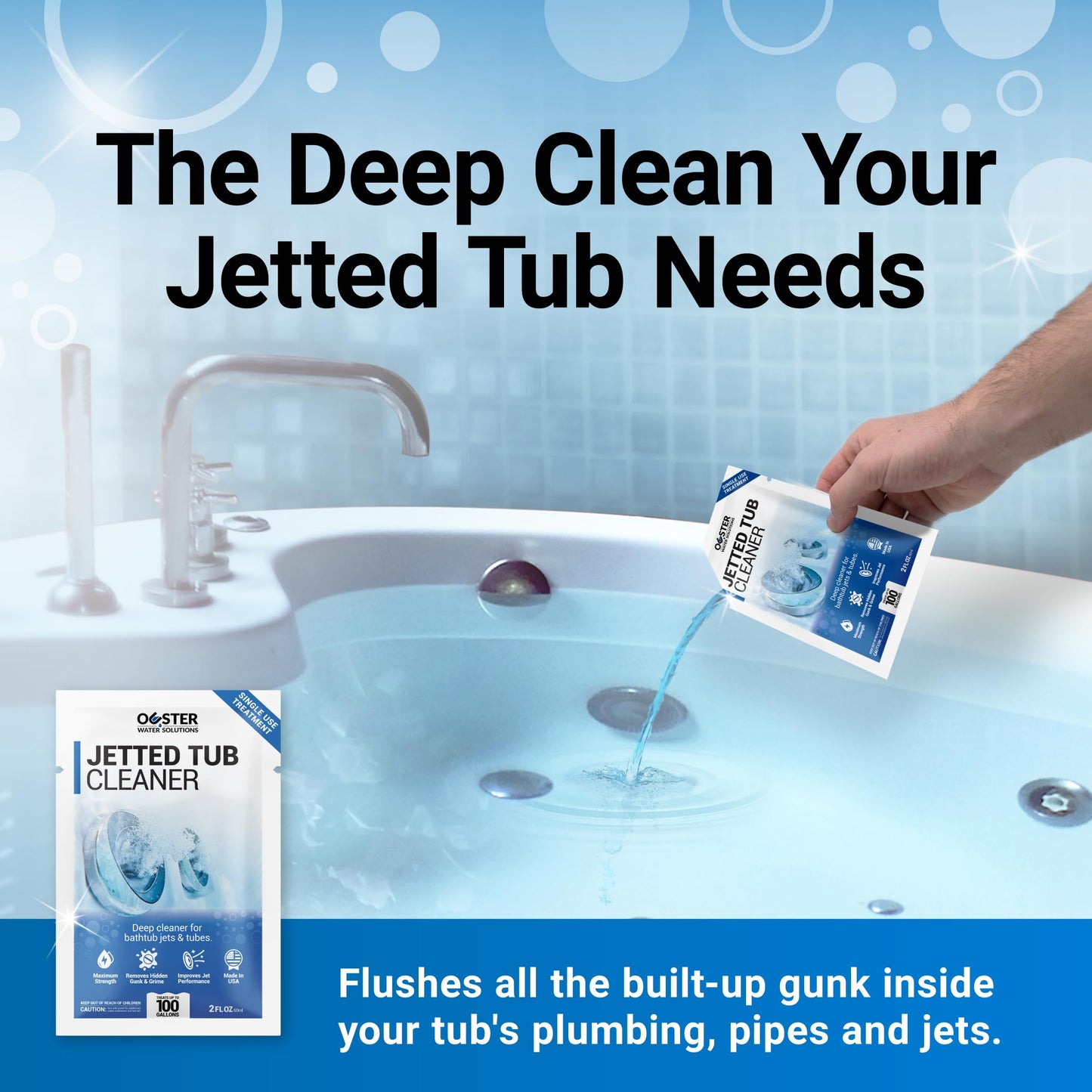Bio Ouster Jetted Tub Cleaner Kit - Jet and Jacuzzi Tub Cleaner for Jets, Tubes, and Bathtubs - Includes Microfiber Towel - Professional Grade