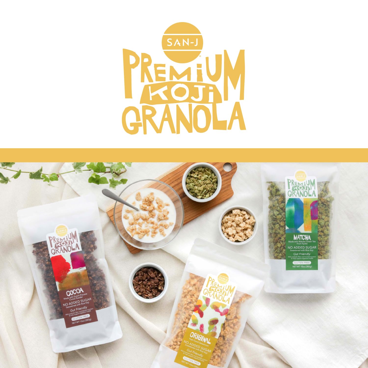 San-J Koji Granola - Original - Gluten Free - Vegan - Gut-Friendly - No Added Sugar - Made With Premium Rice Koji