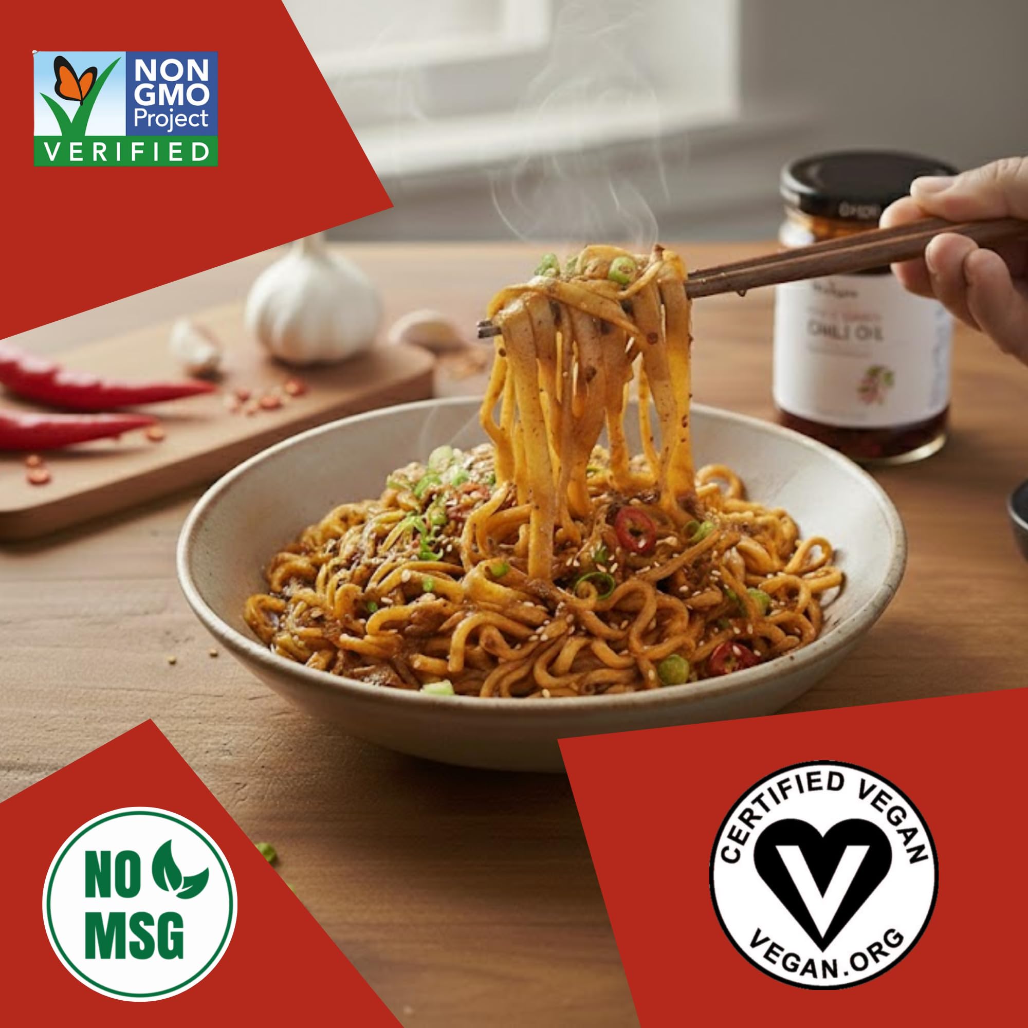 24Vegan - Garlic Chili Oil | 100% Vegan, Gluten-Free, No MSG Garlic Chili Crisp Oil | Non-GMO (7.5oz)