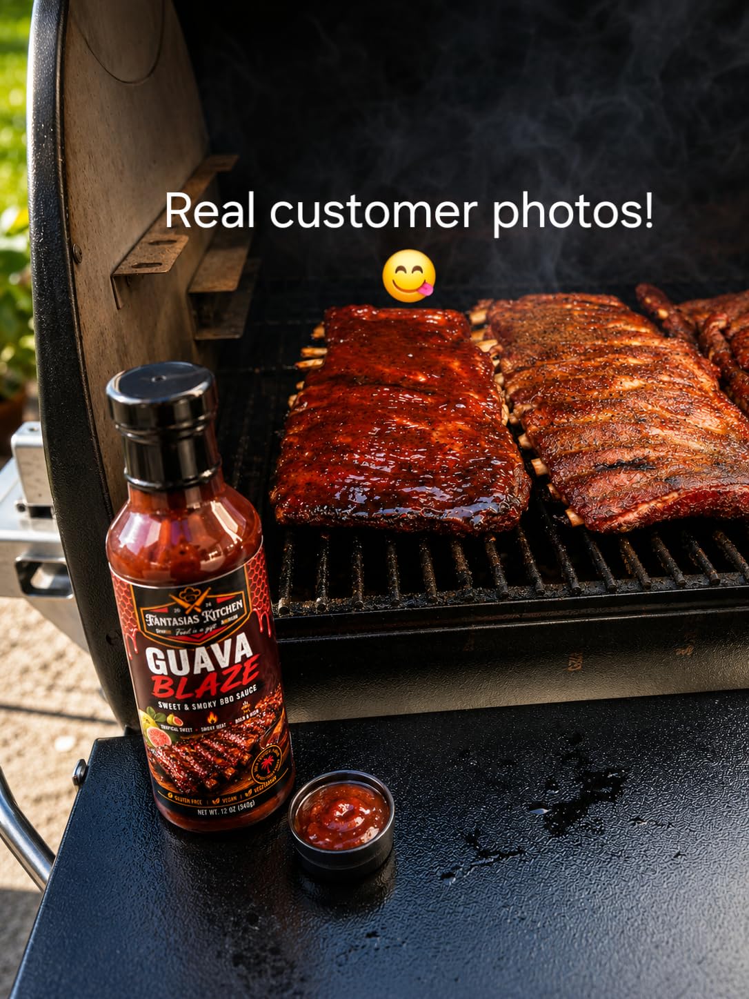 Fantasia's Kitchen Guava Blaze BBQ Sauce, Sweet and Smoky Barbecue Sauce with Mild Heat, island flavors, Vegetarian, Gluten Free, BPA Free, Cold