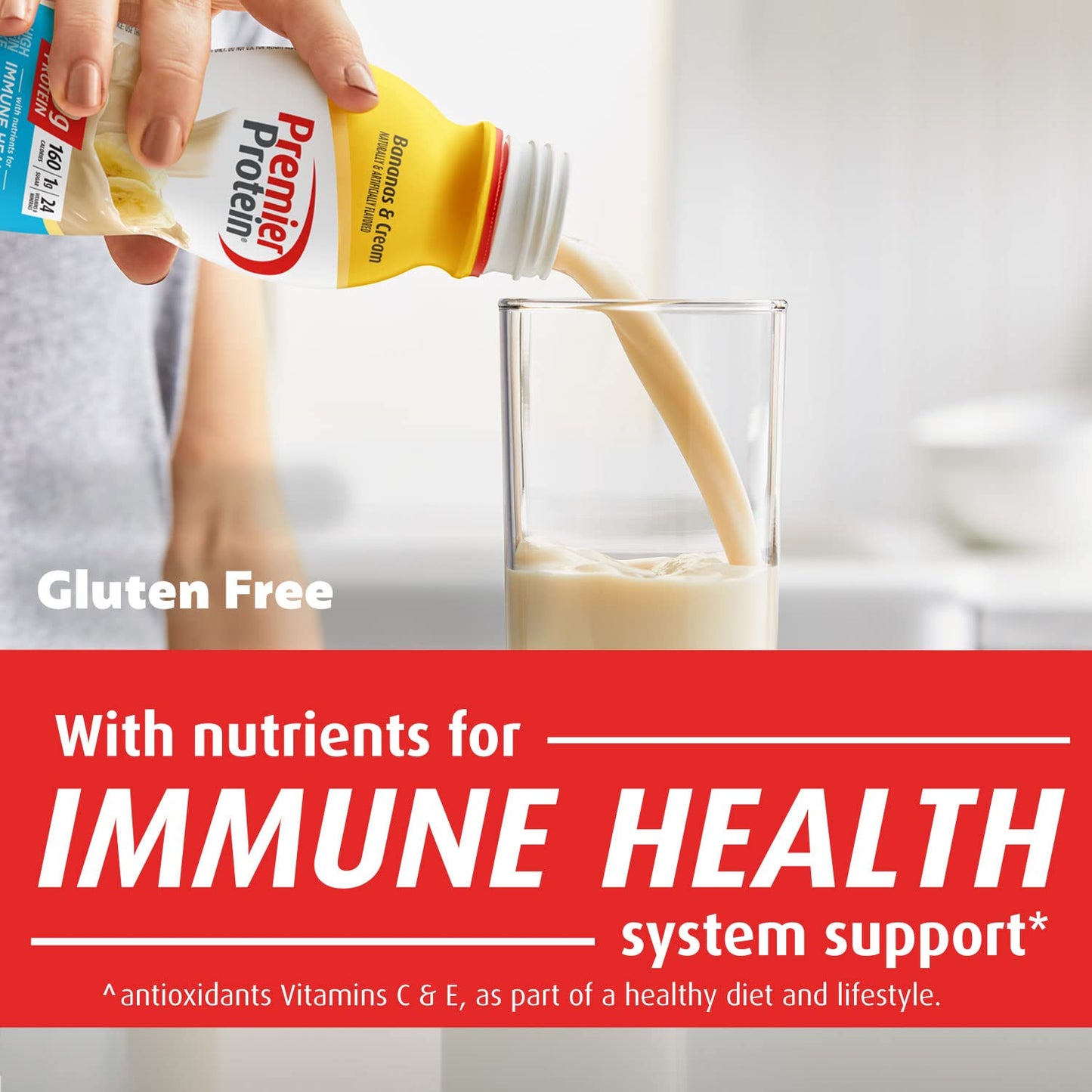 Premier Protein Shake, Bananas & Cream, 30g Protein, No Added Sugar, 24 Vitamins & Minerals to Support Immune Health, 11.5 fl oz, 1 Pack