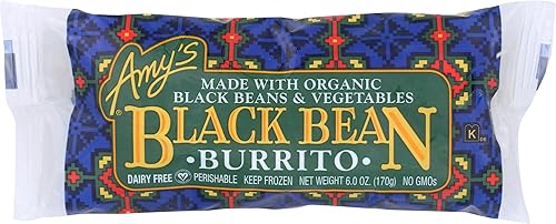 Amy's Frozen Black Bean Burrito, Vegan, Made with Organic Beans and Vegetables, 6.0 Ounce