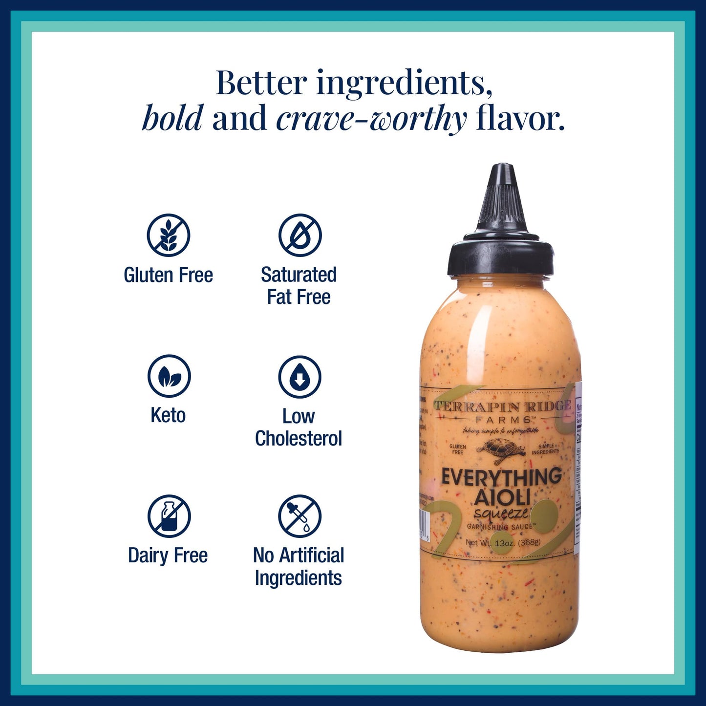 Everything Aioli Sauce - Bold & Creamy Condiment for Sandwiches, Burgers & Dips, Gluten Free, Keto, Low Carb by Terrapin Ridge Farms - 2 x 13 oz