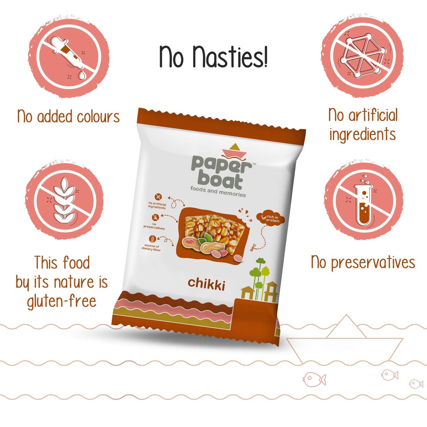 Paper Boat Chikki, Peanut Bar, No Added Preservatives and Colours (Pack of 10, 100g Each)