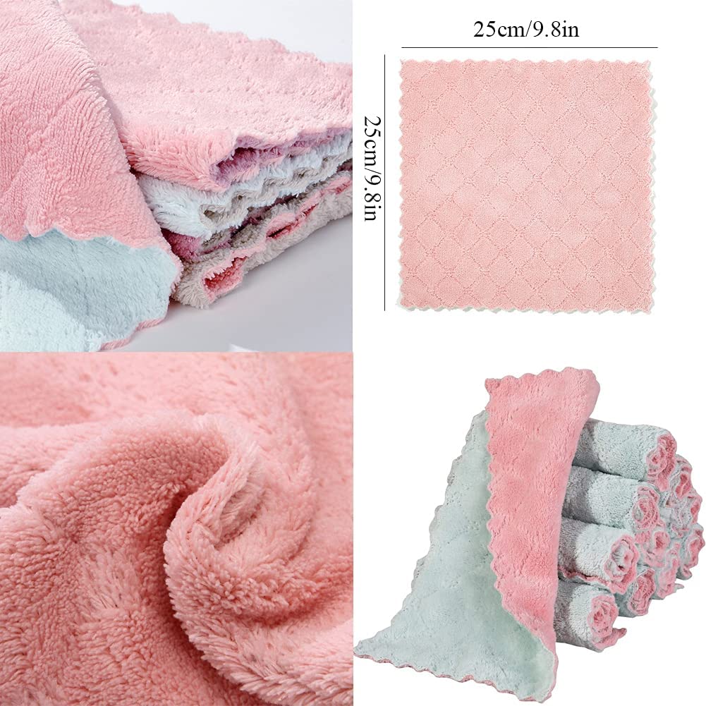 BASICGOLDYAO 10 Pack Soft Kitchen Dish Cloths,No Odor Kitchen Dish Towels Reusable Household Cleaning Cloths Dry Quickly Free Nonstick Oil