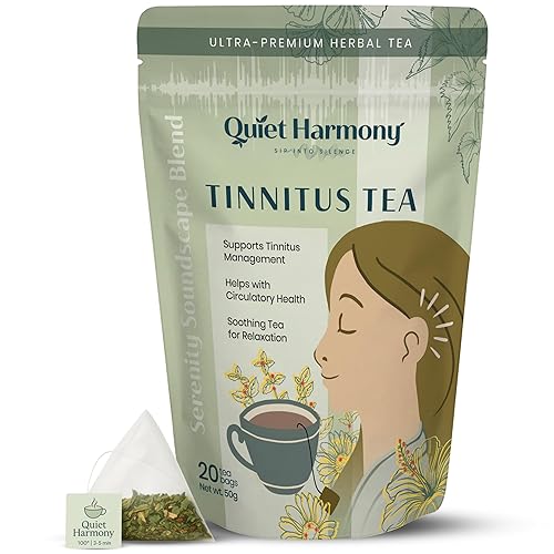 Quiet Harmony Tinnitus Tea - Herbal Support for Ringing Ears, Circulation & Calm | Ultra-Premium Caffeine-Free Tea with Ginkgo, Rooibos & Lemon Balm |