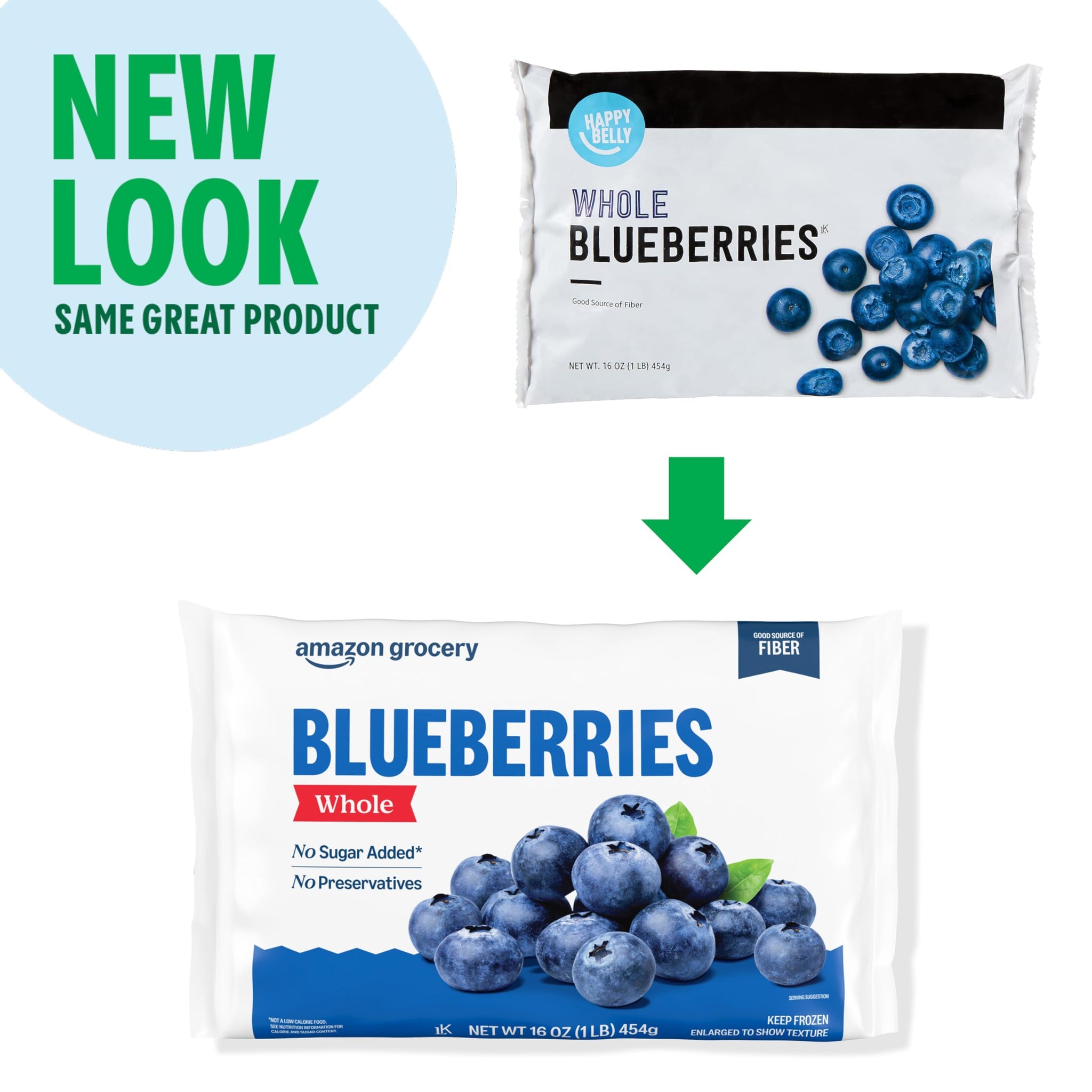 Amazon Grocery, Whole Blueberries, 16 Oz, Frozen (Previously Happy Belly, Packaging May Vary)