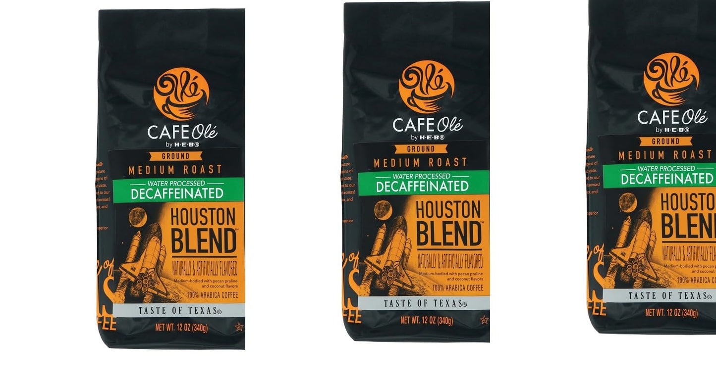 3 Pack H-E-B Cafe Olé Houston Blend Decaf Ground Coffee Medium Roast with free Russel Stover candy