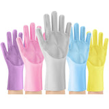 Dishwashing Sponge Gloves for Kitchen, Dishwashing Gloves Reusable Rubber Cleaning Gloves, Silicone Dishwashing Gloves Scrubber Glove, Washing Gloves