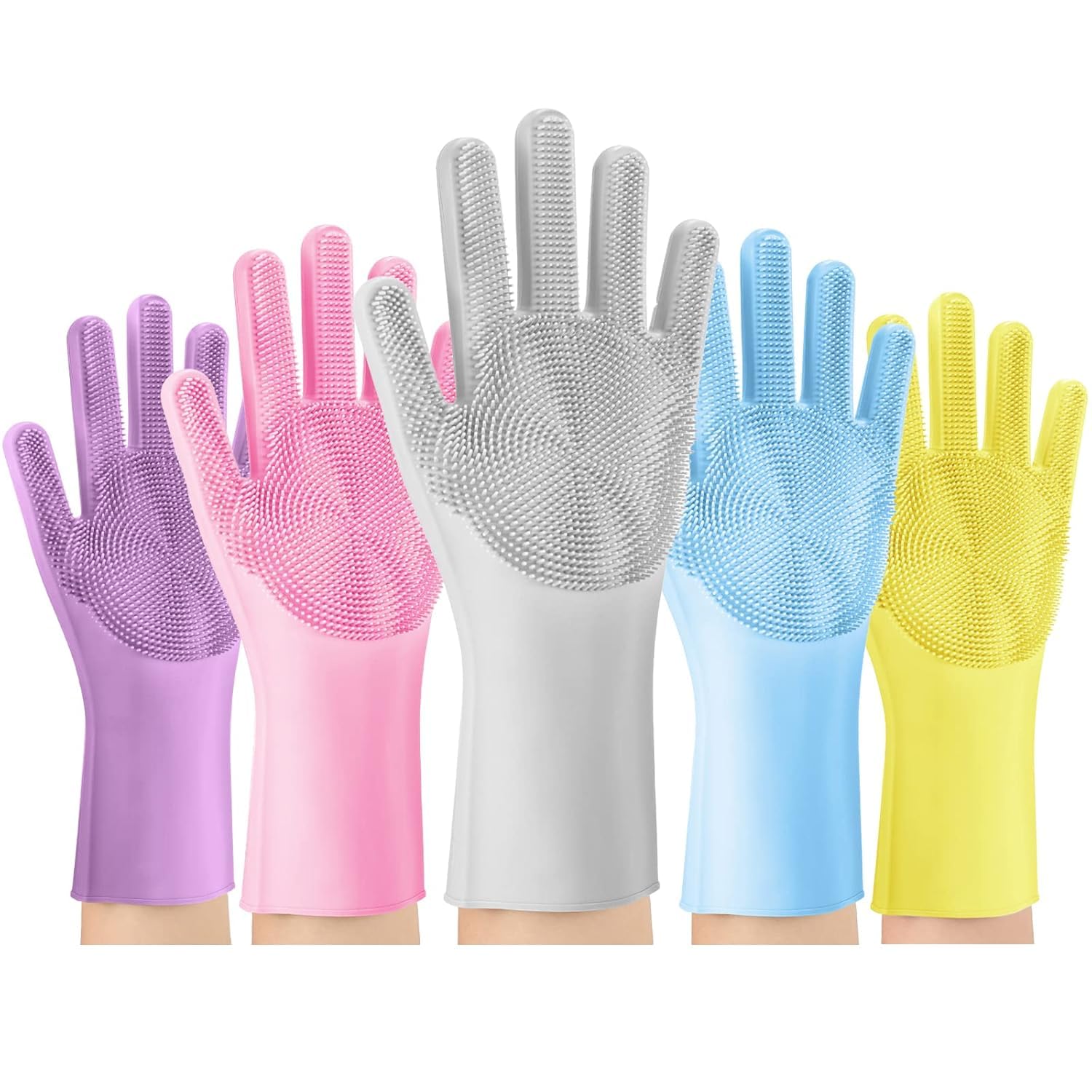 Dishwashing Sponge Gloves for Kitchen, Dishwashing Gloves Reusable Rubber Cleaning Gloves, Silicone Dishwashing Gloves Scrubber Glove, Washing Gloves