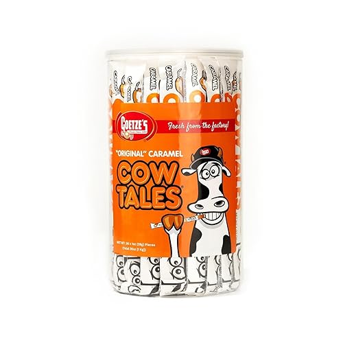 Goetze's Candy Caramel Cow Tales - 2.25 Pound Canister (36 Ounces) - Fresh from the Factory