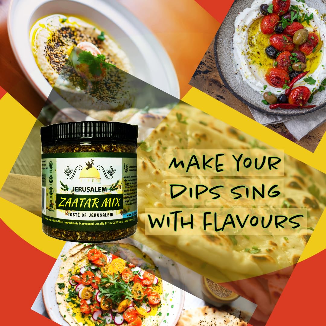 Jerusalem Zaatar Spice Mix by Julian’s Valleys | Made with Natural Herbs and Pure Sumac | 8OZ | Zataar seasoning | No Preservatives/No Citric Acid