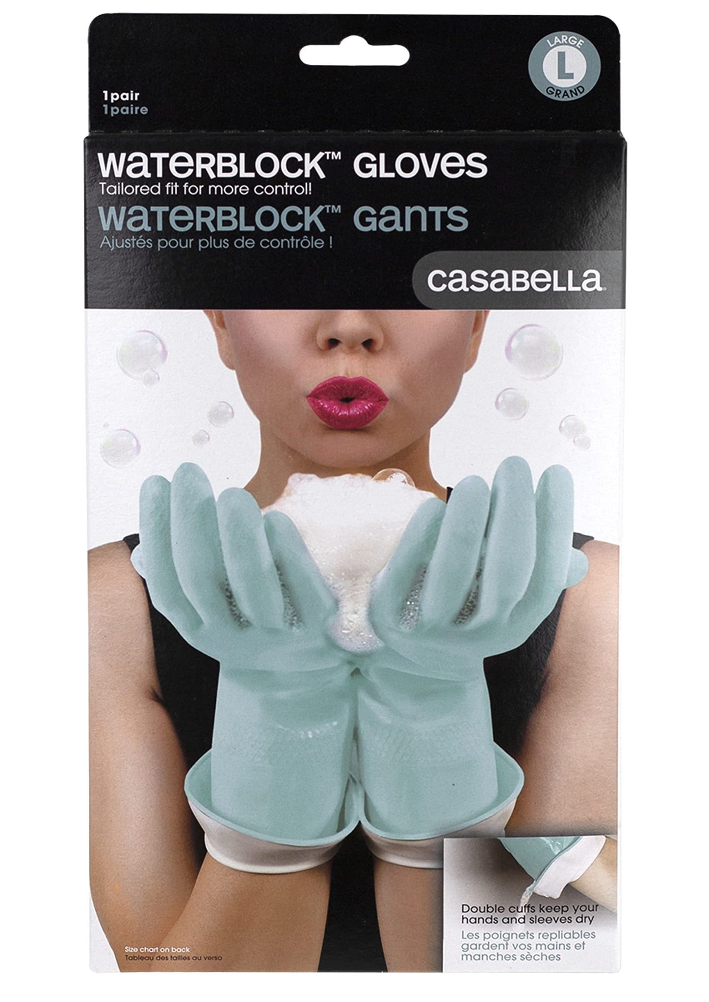 Casabella Waterblock Premium Gloves Aqua Blue, Large