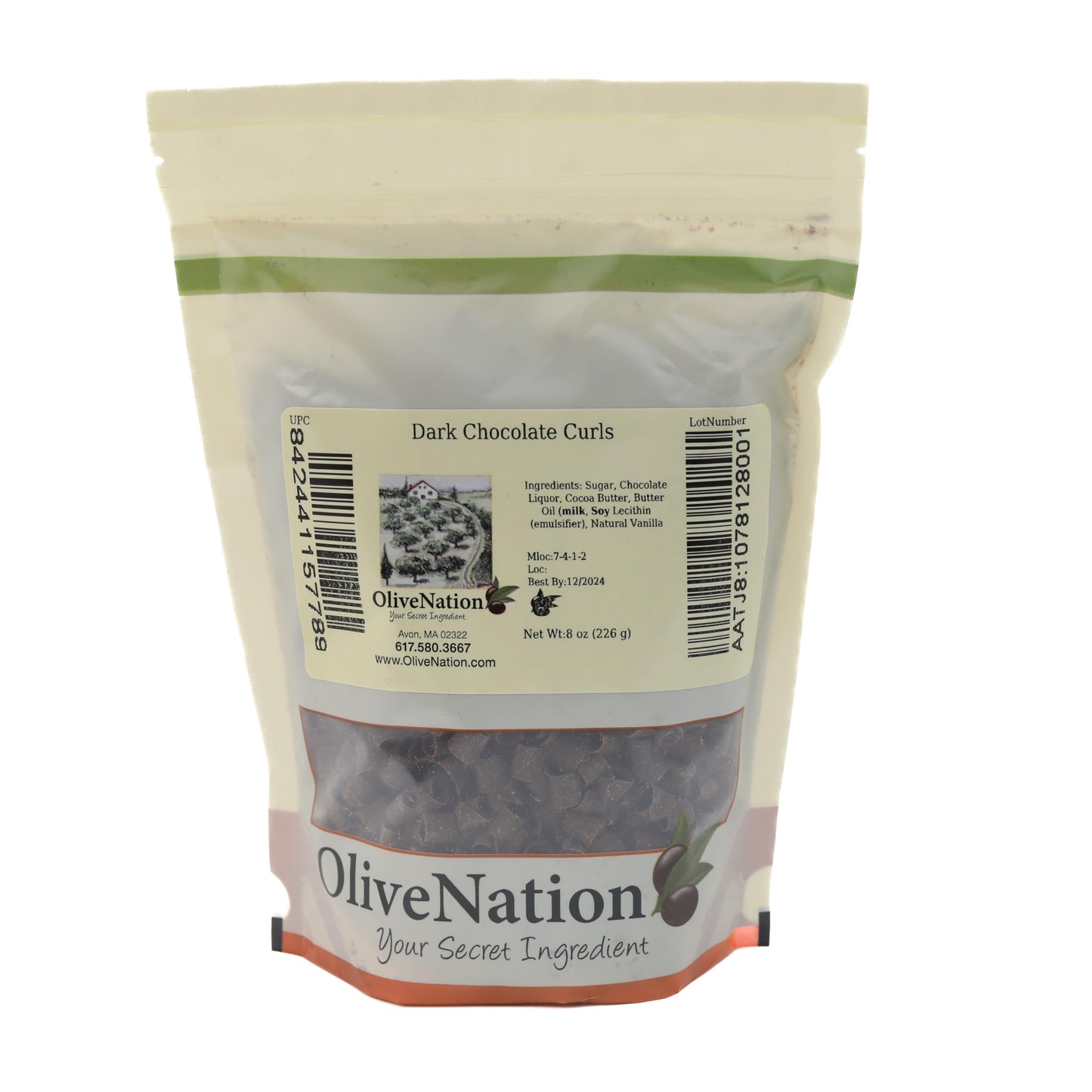 Dark Chocolate Shaved Curls, OliveNation Dark Chocolate Curls, Elegant Belgian Chocolate Blossom Curls for Topping, Edible Garnish & Decoration - 8 oz