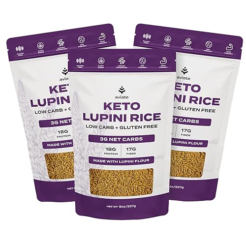 Aviate Keto Rice Orzo - Low Carb (3g Net) Lupini Rice/Pasta, High Protein (18g), Gluten-Free, Made with Lupin Flour, Plant Based Vegan, Keto-friendly