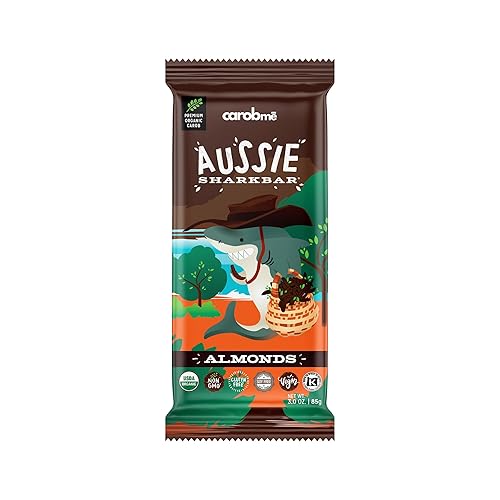 CAROBME ORGANIC ALMONDS CAROB BAR | Vegan Soy Free Gluten-Free | Caffeine Free Substitute for Chocolate, Candy and chocolate bars