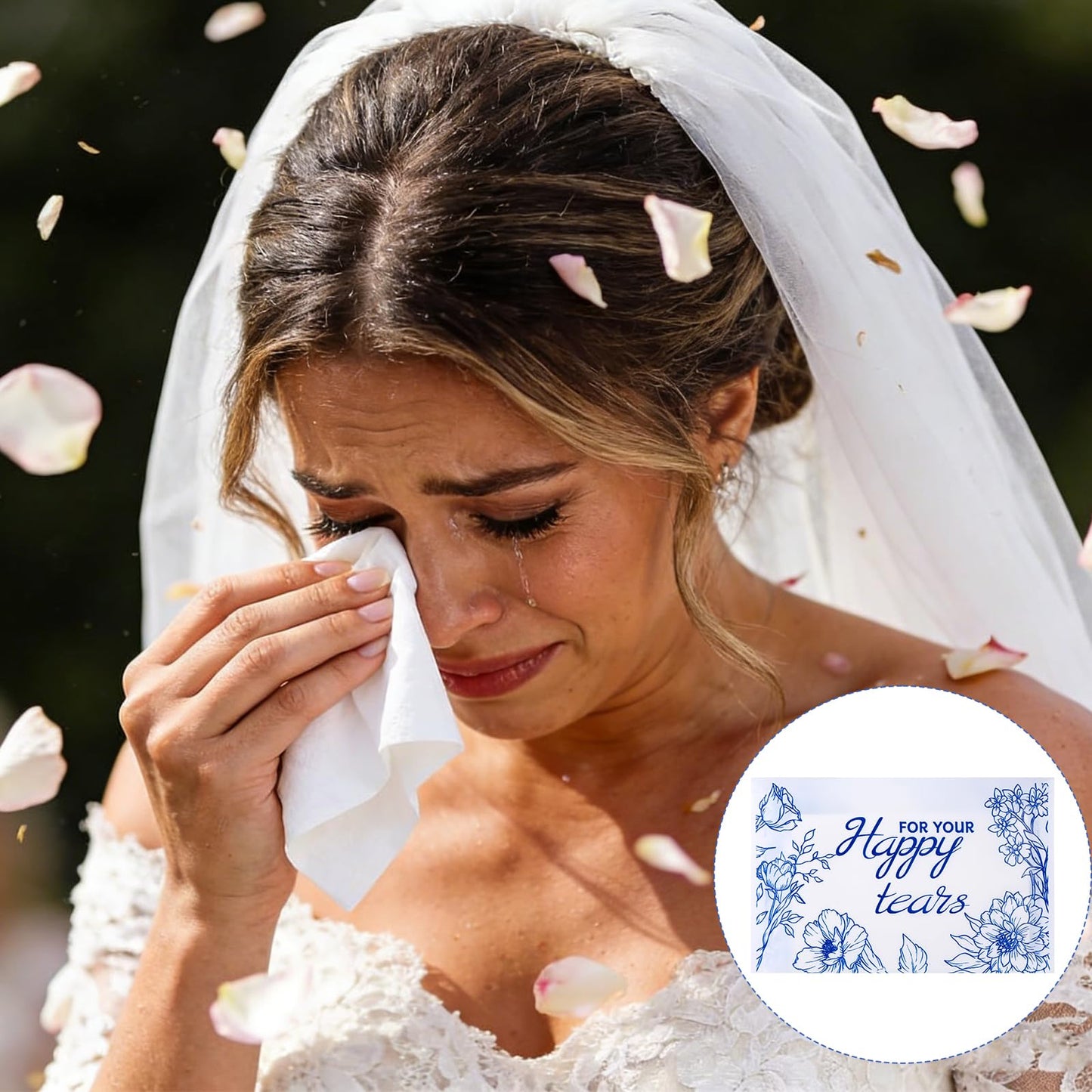 100 Packs Happy Tears Tissues for Wedding,3 Ply Wedding Tissues for Wedding Favors,Bulk Individual Tissues Packs for Wedding Welcome Bag
