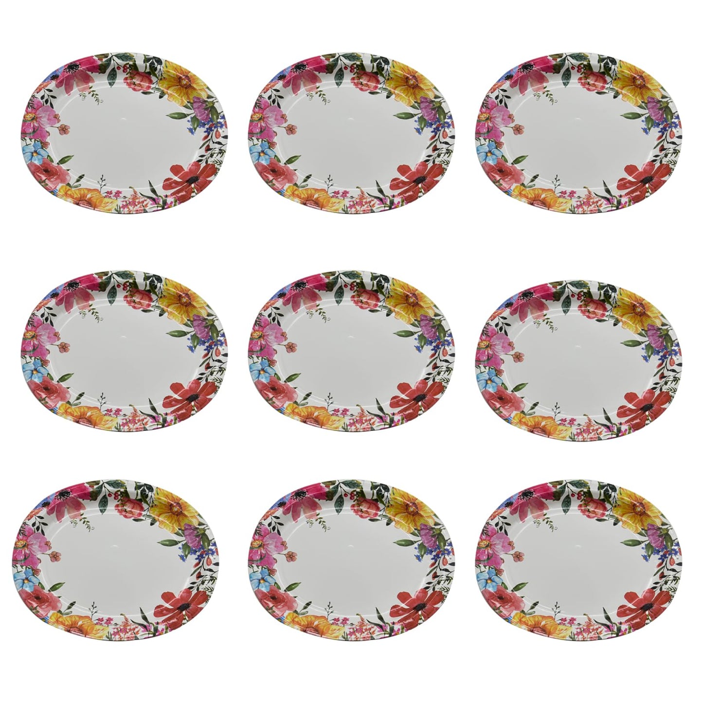 SMYAXUNW 20pcs 12.6" Large Oval Disposable Paper Plates, Floral Design, Party Supplies, Dinner Plates for All Occasions