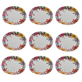 SMYAXUNW 20pcs 12.6" Large Oval Disposable Paper Plates, Floral Design, Party Supplies, Dinner Plates for All Occasions