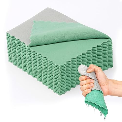 eieioo Microfiber Cleaning Cloth, 16 Pack Kitchen Towels, Double-Sided Microfiber Cleaning Rags for Furniture, Car, Tea, Bowl, Reusable and Washable
