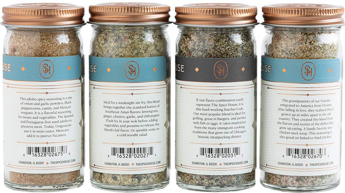 The Spice House - Back of the Yards Collection - 4 Count - ½ Cup Each - Sealed Display Jars - All-Purpose Seasonings, Spice Blends, Rubs - Ideal
