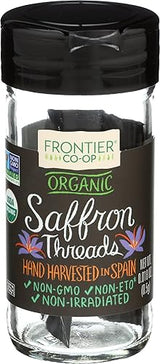 Frontier Co-op Organic Saffron Threads, 0.5 grams - Pungent, Delicate Flavor for Cooking