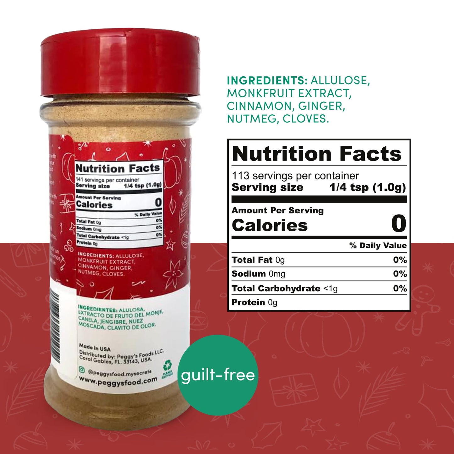My Secrets Peggy's Food Magic Moments Holiday Sweet Mix - Sugar Free Sweetener with Cinnamon, Ginger, Cloves & Nutmeg - Keto & Gluten-Free Christmas