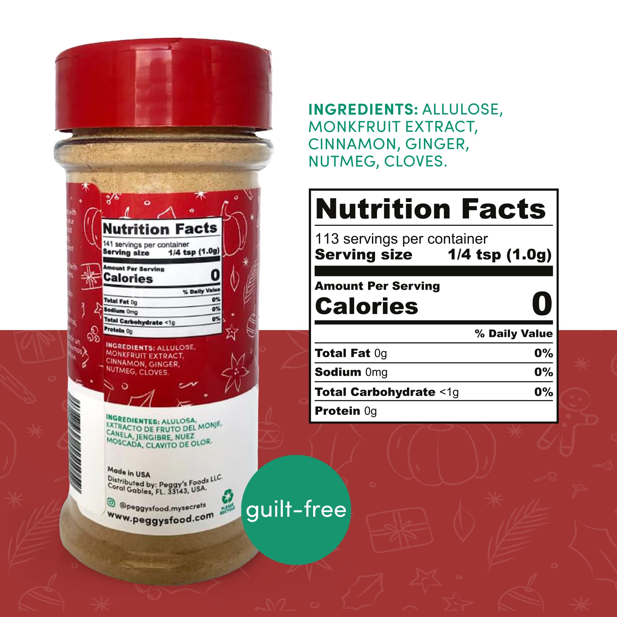 My Secrets Peggy's Food Magic Moments Holiday Sweet Mix - Sugar Free Sweetener with Cinnamon, Ginger, Cloves & Nutmeg - Keto & Gluten-Free Christmas