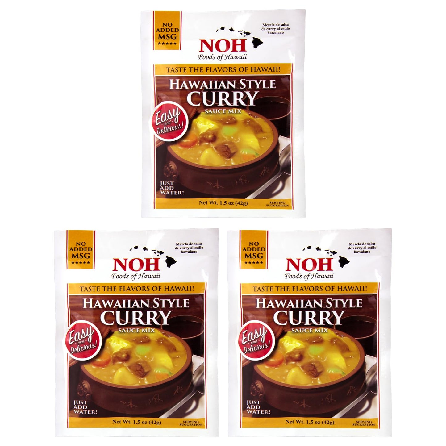NOH Hawaiian Style Curry Sauce Mix, 1.5 oz Packet (Pack of 3) - Easy-to-Use Instant Curry Seasoning Mix for Rich & Savory Flavor - Ideal for Chicken